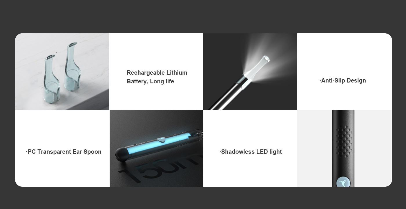 Bebird R1 smart ear endoscope with replaceable scoop connected with